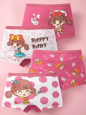4-Pack Girls’ Cotton Box...