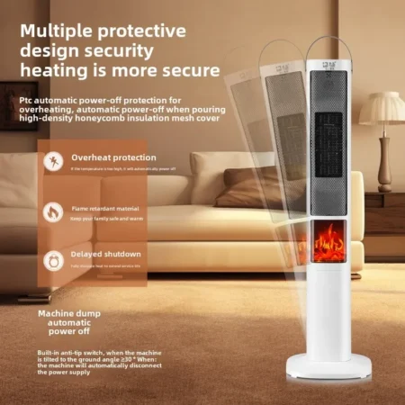 220V Graphene Electric Fireplace Heater with 3D Flame | Energy-Saving Floor Heating Solution - Image 5