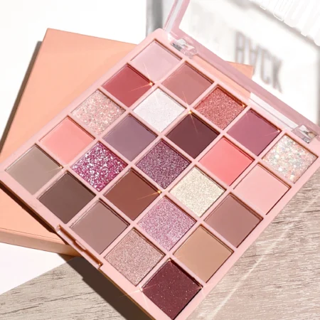 25-Color Eyeshadow Palette – Oatmeal Milk Tea Shades with Sparkling Glitter, Pearl Shimmer & Warm Orange Browns | Affordable Everyday Eye Makeup Set