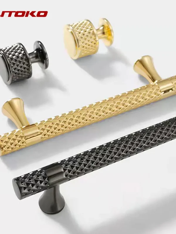 YUTOKO Bright Black Gold Cabinet Handle and Knobs