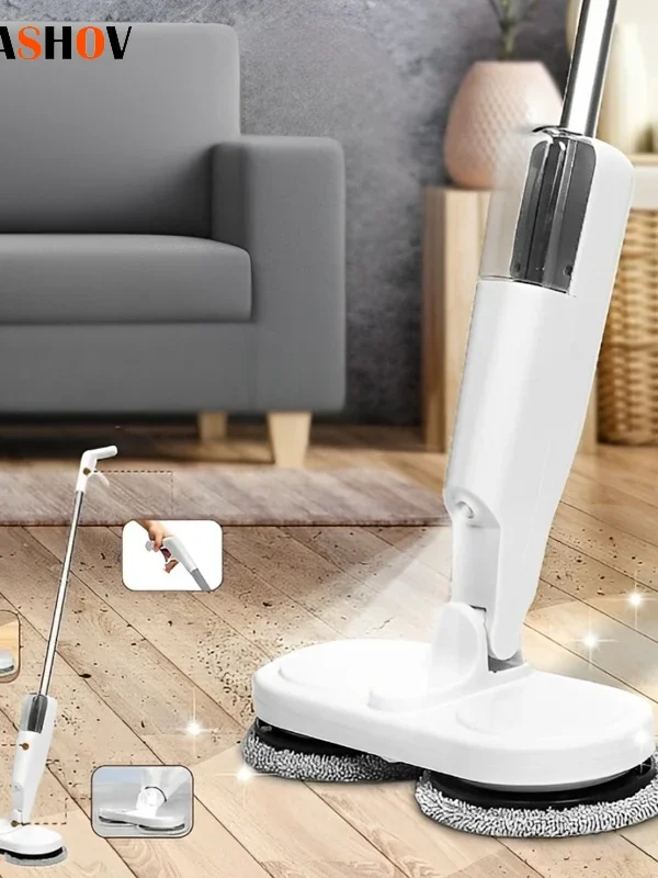 Wireless Electric Spin Mop Cleaner Automatic 2 in 1 Wet & Dry