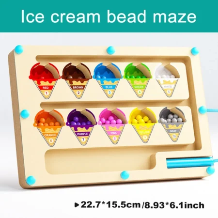 Montessori Magnetic Maze Board – Color Sorting & Bead Game for Kids - Image 2