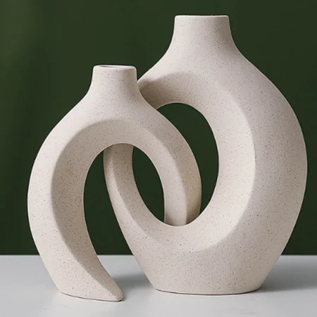 European White Ceramic Vase Set – Minimalist Home & Living Room Decor - Image 3