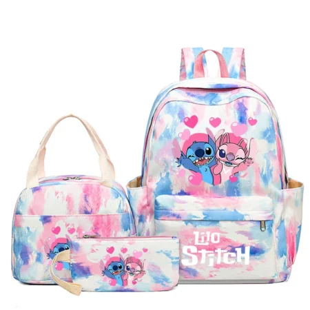 ⁦3Pcs Lilo Stitch Schoolbag Set – Kids Cartoon Backpack with Lunch Bag⁩ - الصورة ⁦2⁩