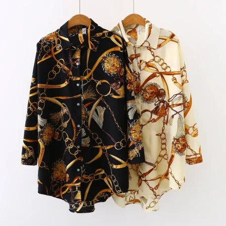 2025 Women’s Vintage Button Blouse – Loose Fit Casual Shirt Top with Cardigan Style