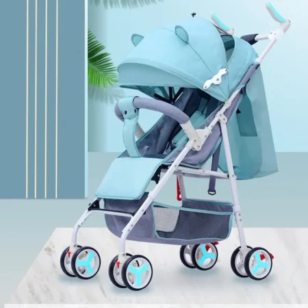 Baby Stroller BABY Cart Can Sit and Lie Down Foldable Children's Light Stroller Is Universal in All Seasons - Image 2