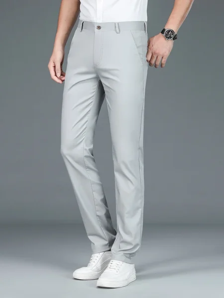 High Quality Luxury Straight Business Suit Pants Men Bamboo Fiber Designer Spring Summer Elegant Casual Long Formal Trouser Male - Image 6