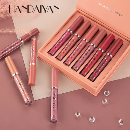 HANDAIYAN 6-Piece Matte Liquid Lipstick Set – Long-Lasting, Non-Stick Lip Gloss Gift Box - Image 3