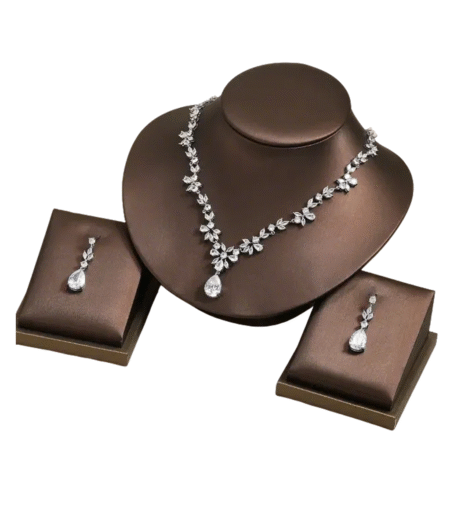 ZAKOL Luxury AAA Zircon Jewelry Set – Crystal Dubai Wedding Earrings & Necklace