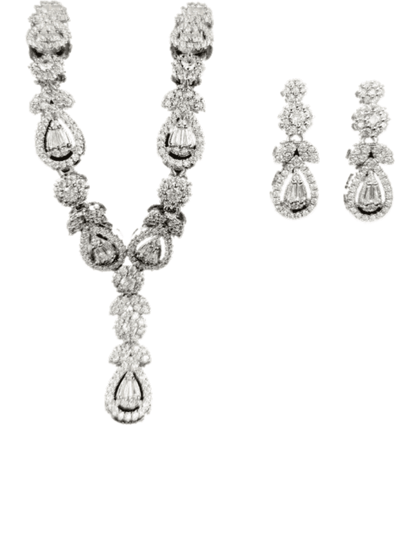 مجموعة مجوهرات فاخرة مكونة من قطعتين هندية أفريقية باللون الفضي من دبي لحفلات الزفاف النسائية، قلادة وأقراط، شحن مجاني X7976-E7967