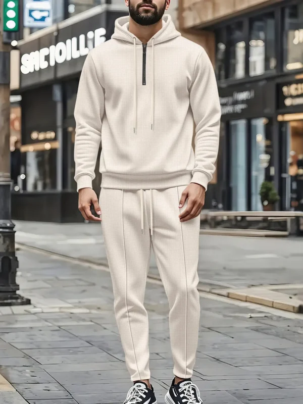 New men's solid color hooded sportswear setfashionable and trendy for spring and autumnsuitable foroutdoor activities twopiecese