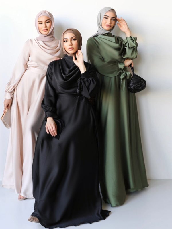 Muslim Pile Collar Robe And Ankle Dress