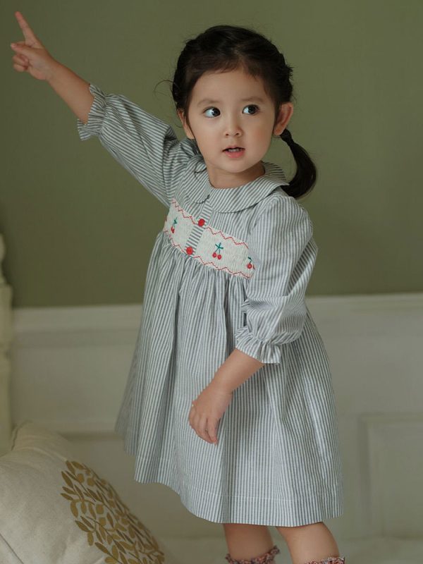 Retro Dress Striped Sister And Brother Baby Clothes