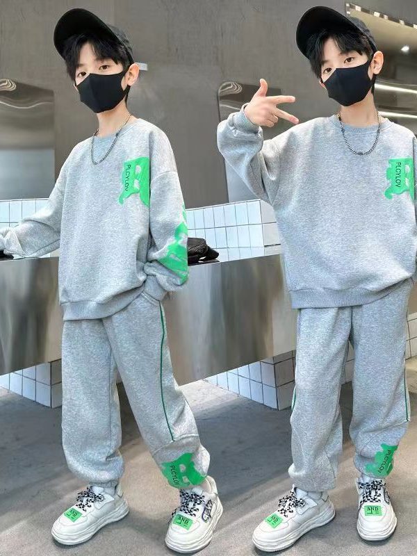 Suit Middle Boys' Clothes Sports Sweater Two-piece Set