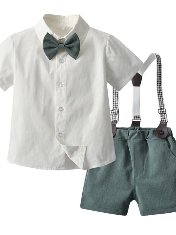Boys' Fashion Casual Short-sleeved Backpack Pants Set