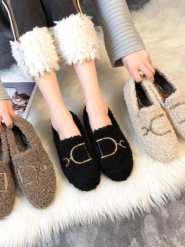 Autumn women plus velvet platform shoes