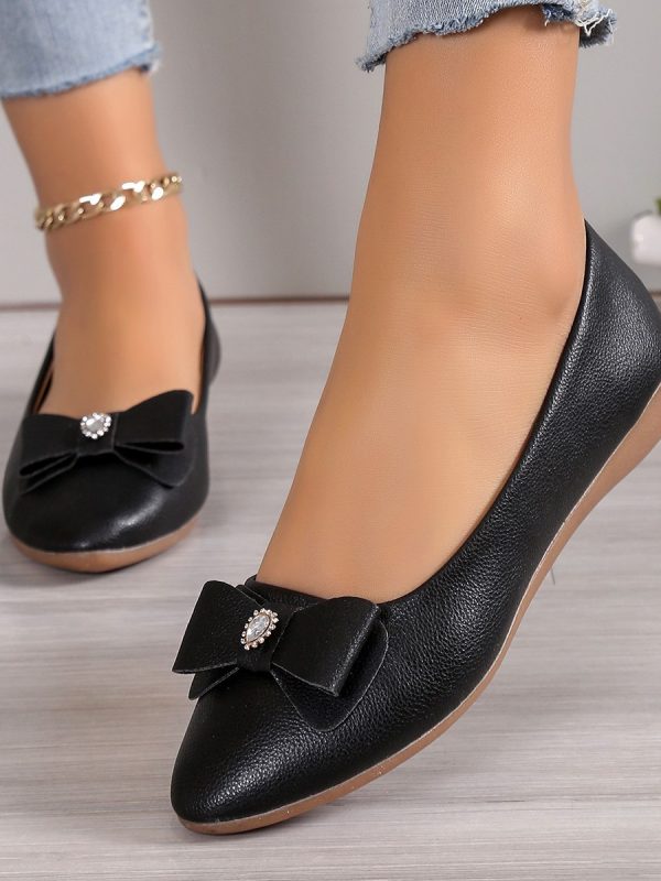 Bowknot Flats Shoes Fashion Casual Pointed Toe Loafers For Women Lazy Shoes