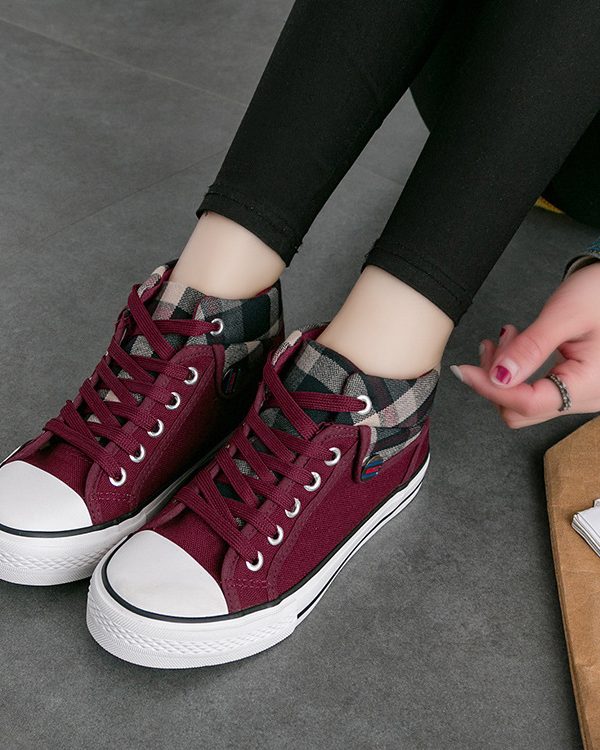 Flat mid-to-high women canvas shoes