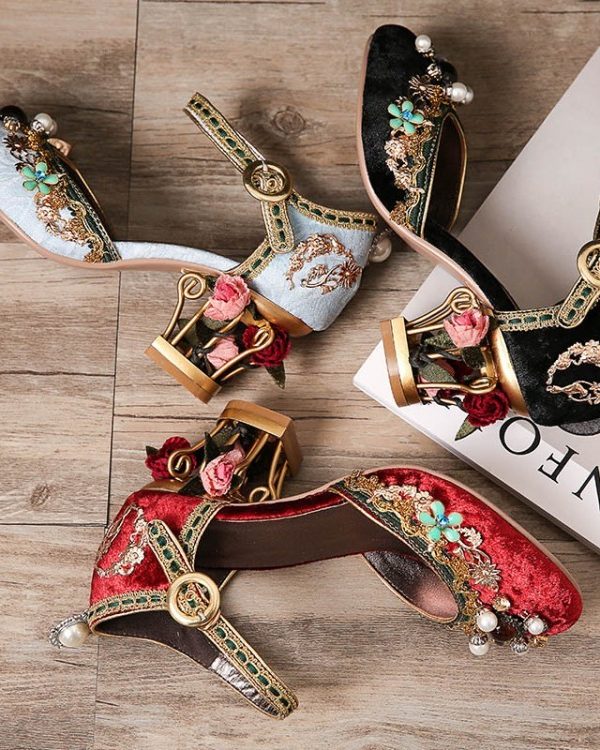 Large size retro wedding shoes women sandals
