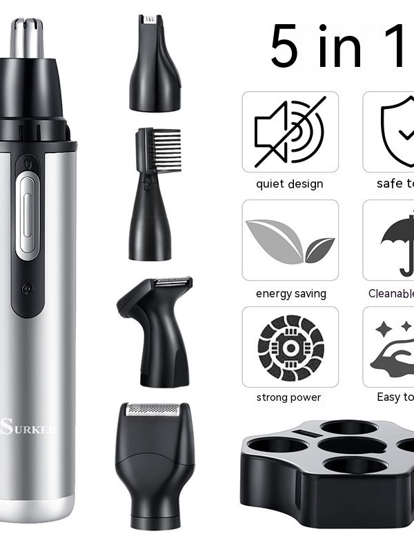 Five-in-one Multifunctional USB Charging Portable Mini Nose Ear Hair Trimmer
