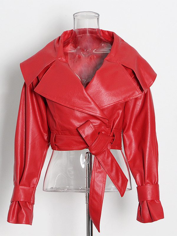 Fashion Motorcycle Pu Leather Coat For Women