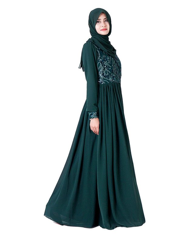 Embroidered Muslim Lace Long Sleeve Dress