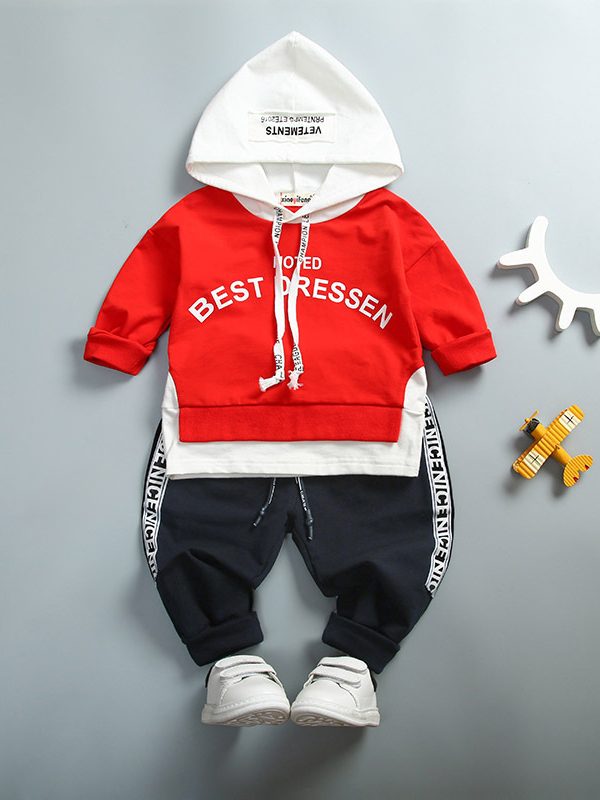 Boys' suit letter print hood