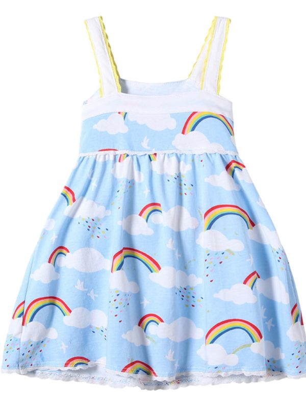 Rainbow cloud sling dress for children