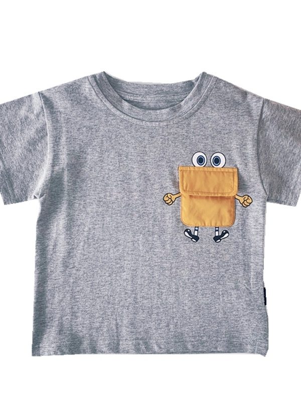 Summer Q Cute Contrast Color Pocket Children'S Top