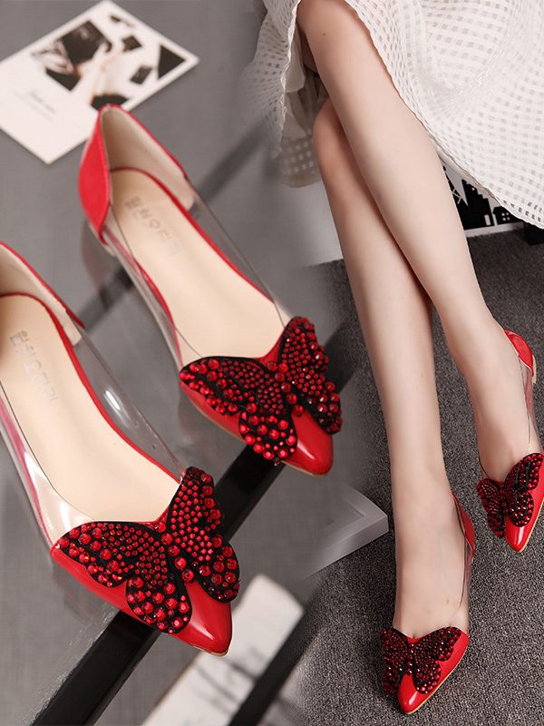 Casual Single Shoes Women Rhinestone Butterfly Decoration