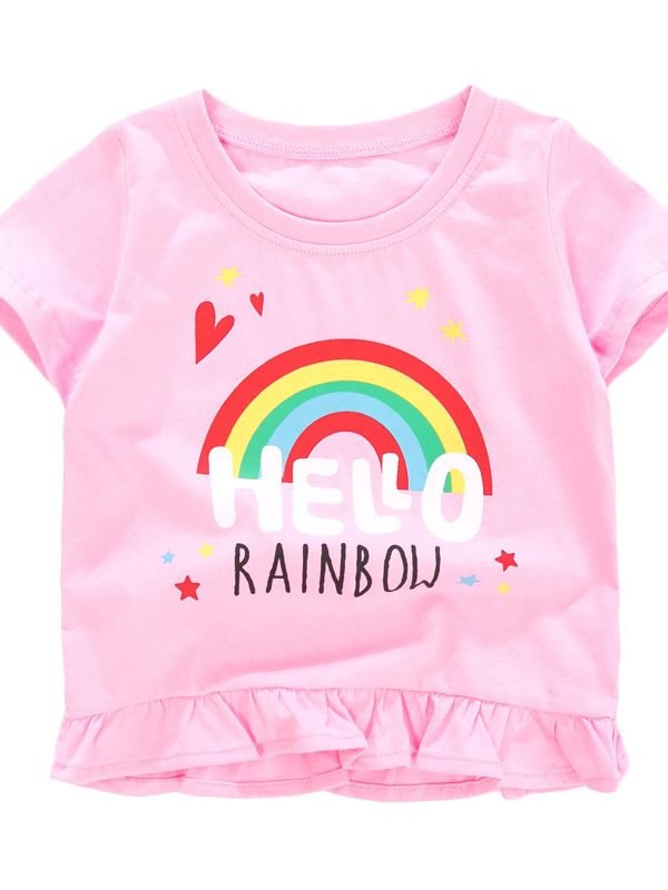 Summer New Short-Sleeved T-Shirt Knitted Pure Cotton Girl t-Shirt