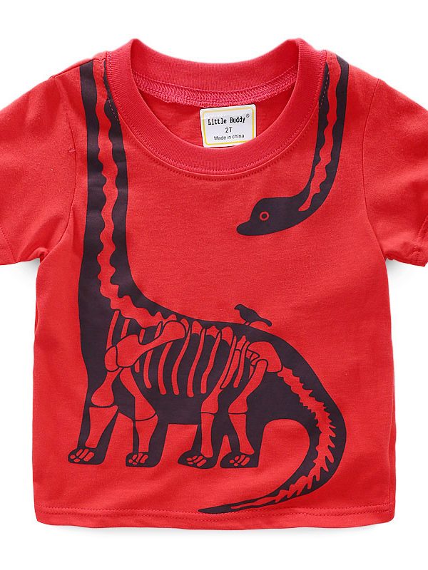Kids Dinosaur Print Summer Short Sleeve
