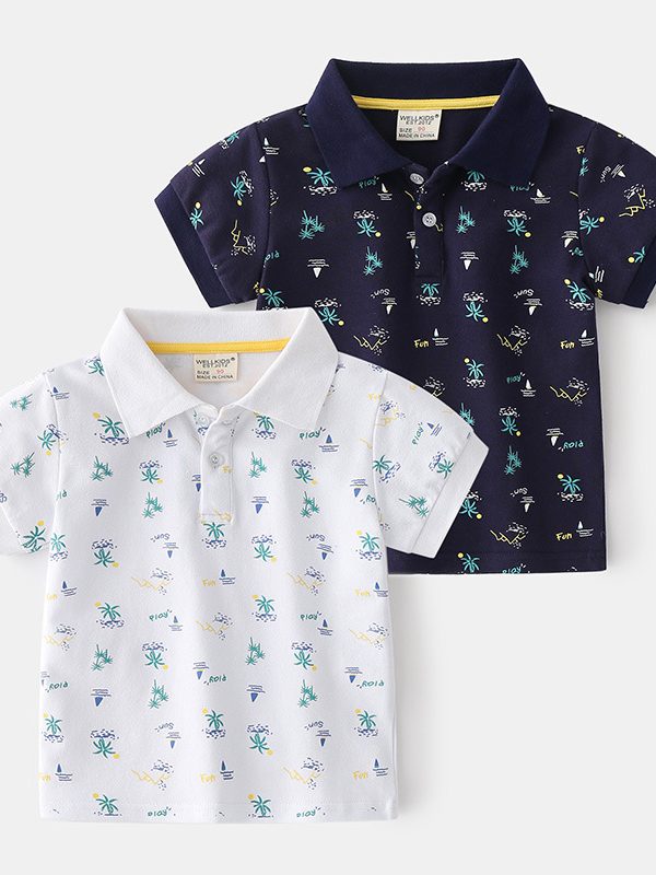 Summer Boys' Cotton Short-sleeved Polo Shirt