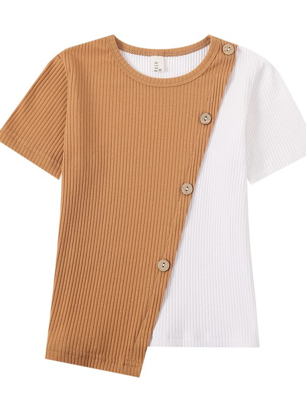 Irregular Contrast Short-Sleeved T-Shirt