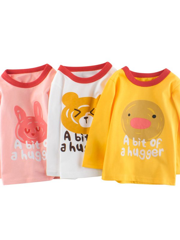 تي شيرت خريفي جديد بأكمام طويلة للفتيات على الطراز الكوري ملابس أطفال رضع