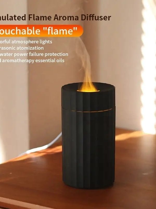 Air Humidifier With Flame Effect Essential Oil Diffuser Quiet Aroma Diffuser Home Fragrances Car Refresh