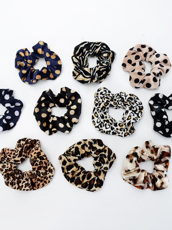 Vintage leopard spotted hair circle fabric hair accessory