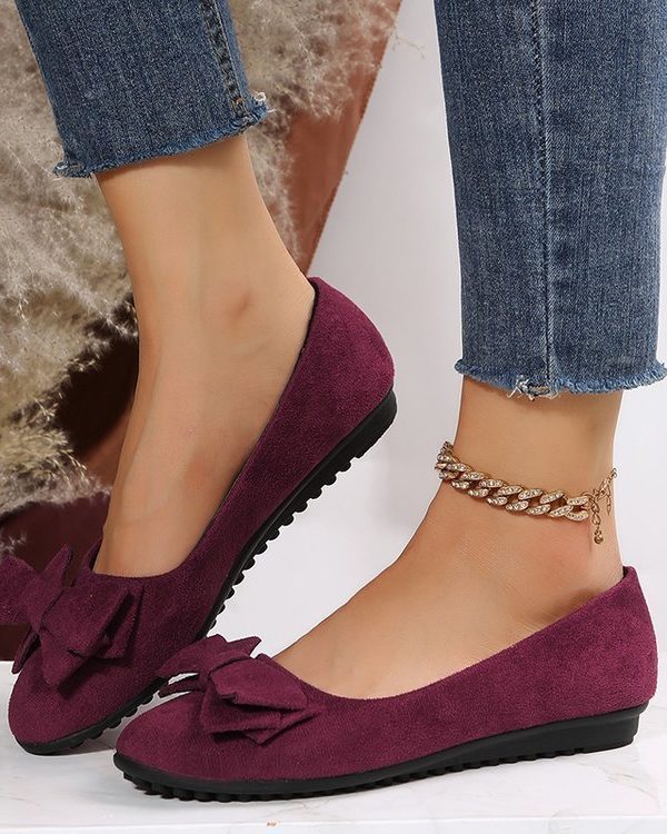 Fashion Bowknot Flats Shoes Casual Round Toe Loafers Cozy Shoes For Women