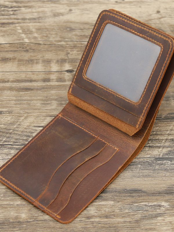 Men's Wallet Leather Wallet Retro Rough Tri-fold First Layer Cowhide
