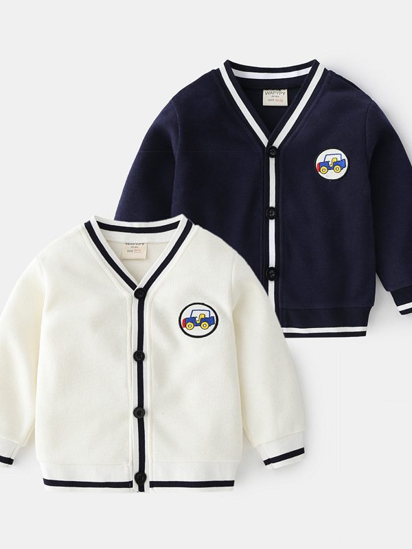 معطف صغير بغطاء رأس ورقبة على شكل V للأولاد