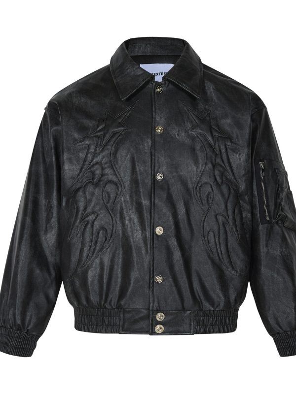 Retro Street Washed Old PU Leather Jacket Men And Women