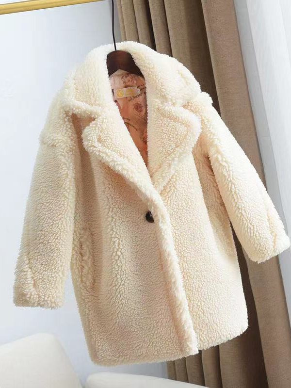 معطف كشمير سميك من الفرو للبنات