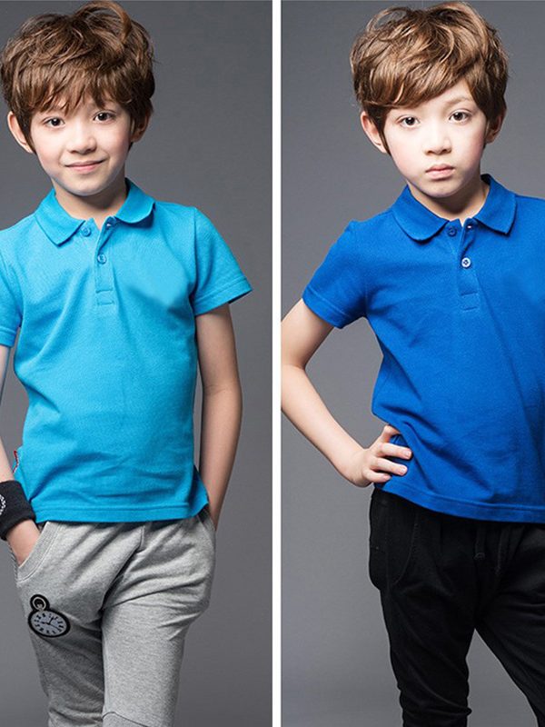 Children's Polo Shirt With Solid Color Cotton Lapel
