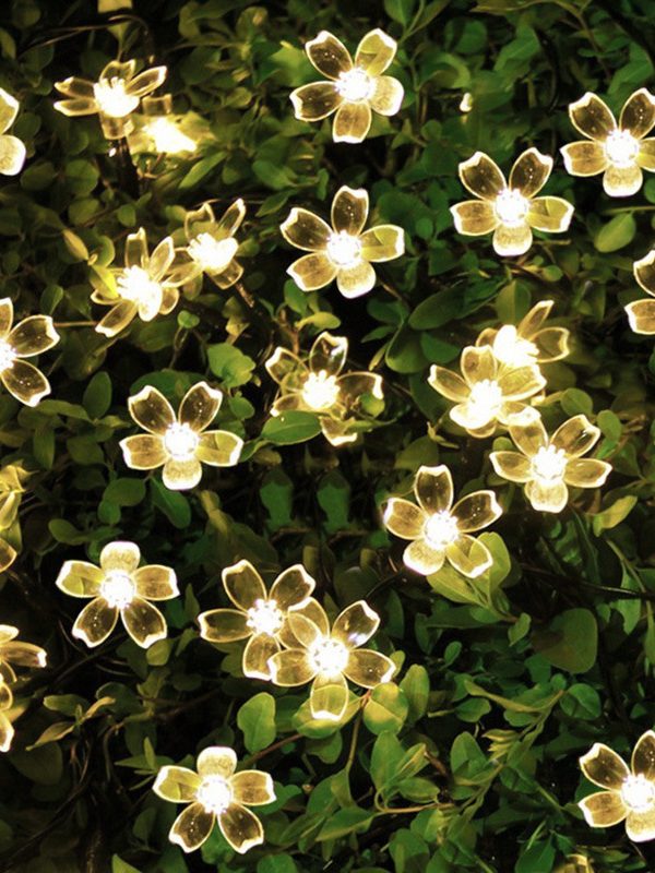 Solar-powered String Lights Flowers Flashing Light Christmas Holiday String Light