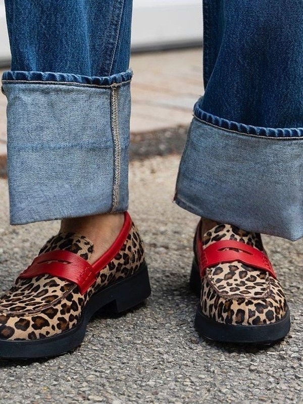 Fashion Comfortable Low Heel Leopard Shoes Women