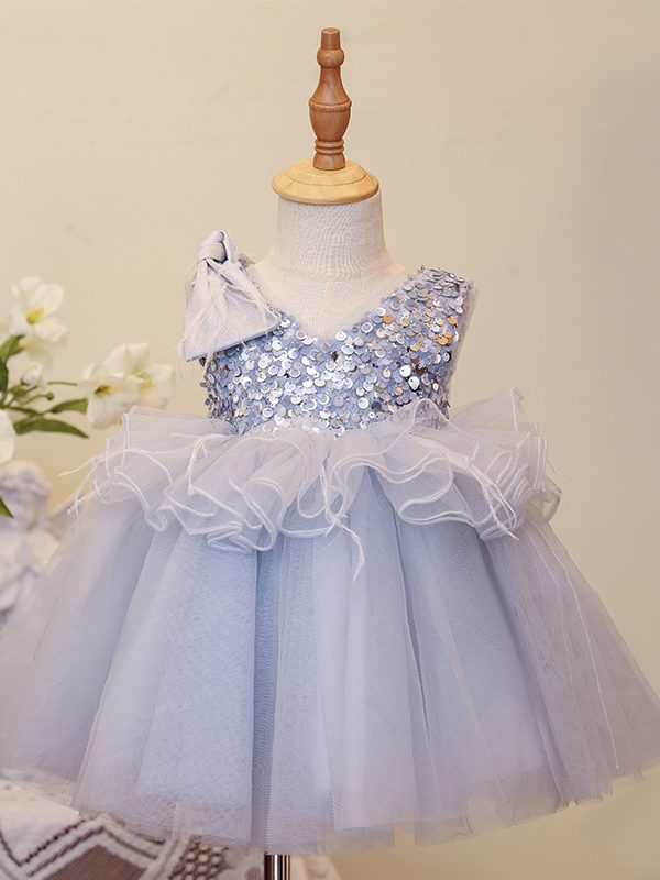 فستان الأميرة لفتاة الزهور المضيفة الصغيرة من التول توتو على الطراز الغربي