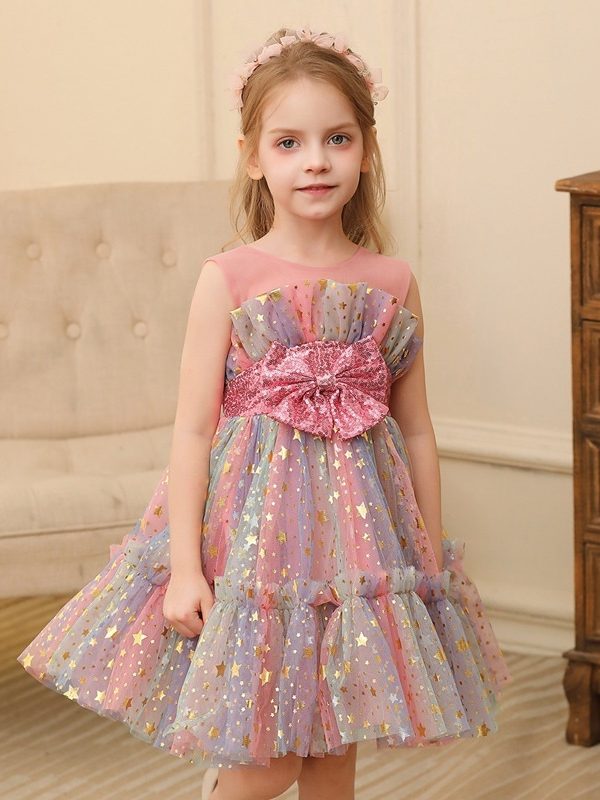 فستان الأميرة للبنات، فستان شفاف لفتاة صغيرة، زي أداء، فستان من الدانتيل