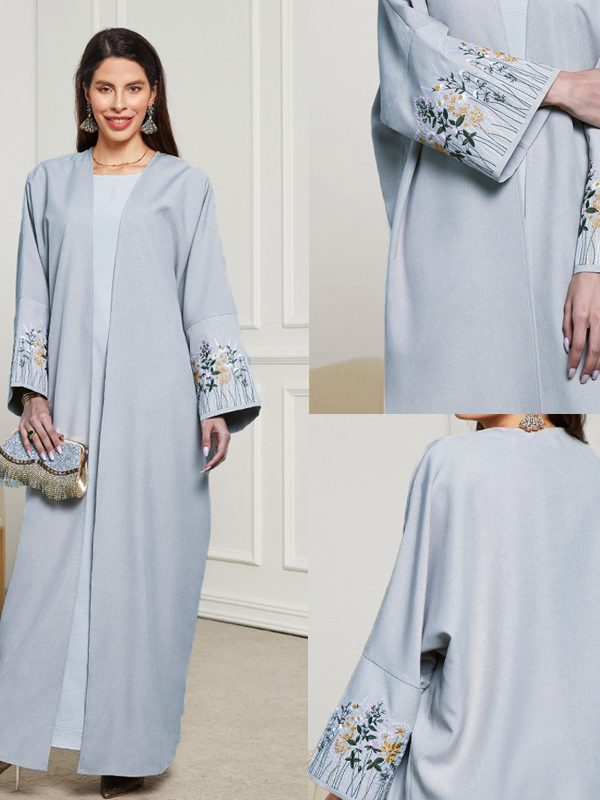 Middle East Muslim Clothing Robe Embroidered Cardigan Dress