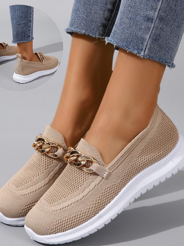 Chain Flats Shoes Women Mesh Sports Walking Shoes