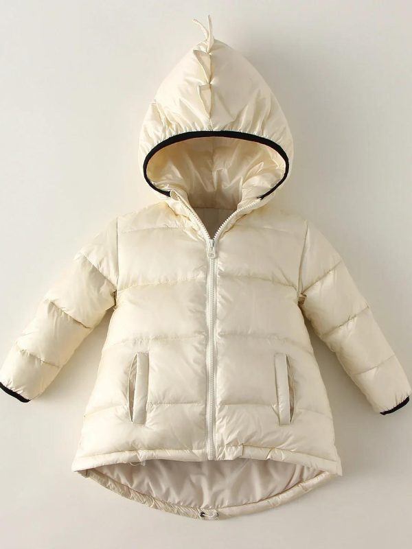 سترة أطفال بقبعة بلون موحد